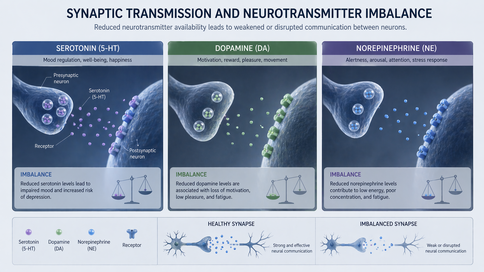 Neurotransmitter imbalance in depression symptoms
