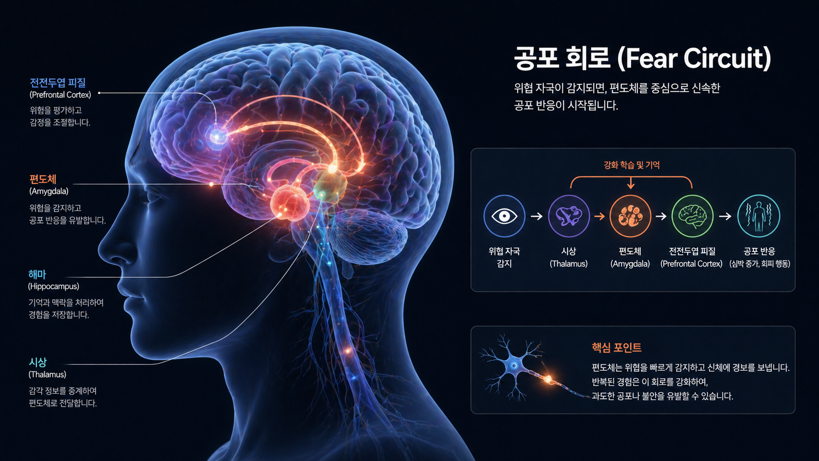 공황장애 편도체와 공포 반응 회로를 나타낸 뇌 기능 이미지