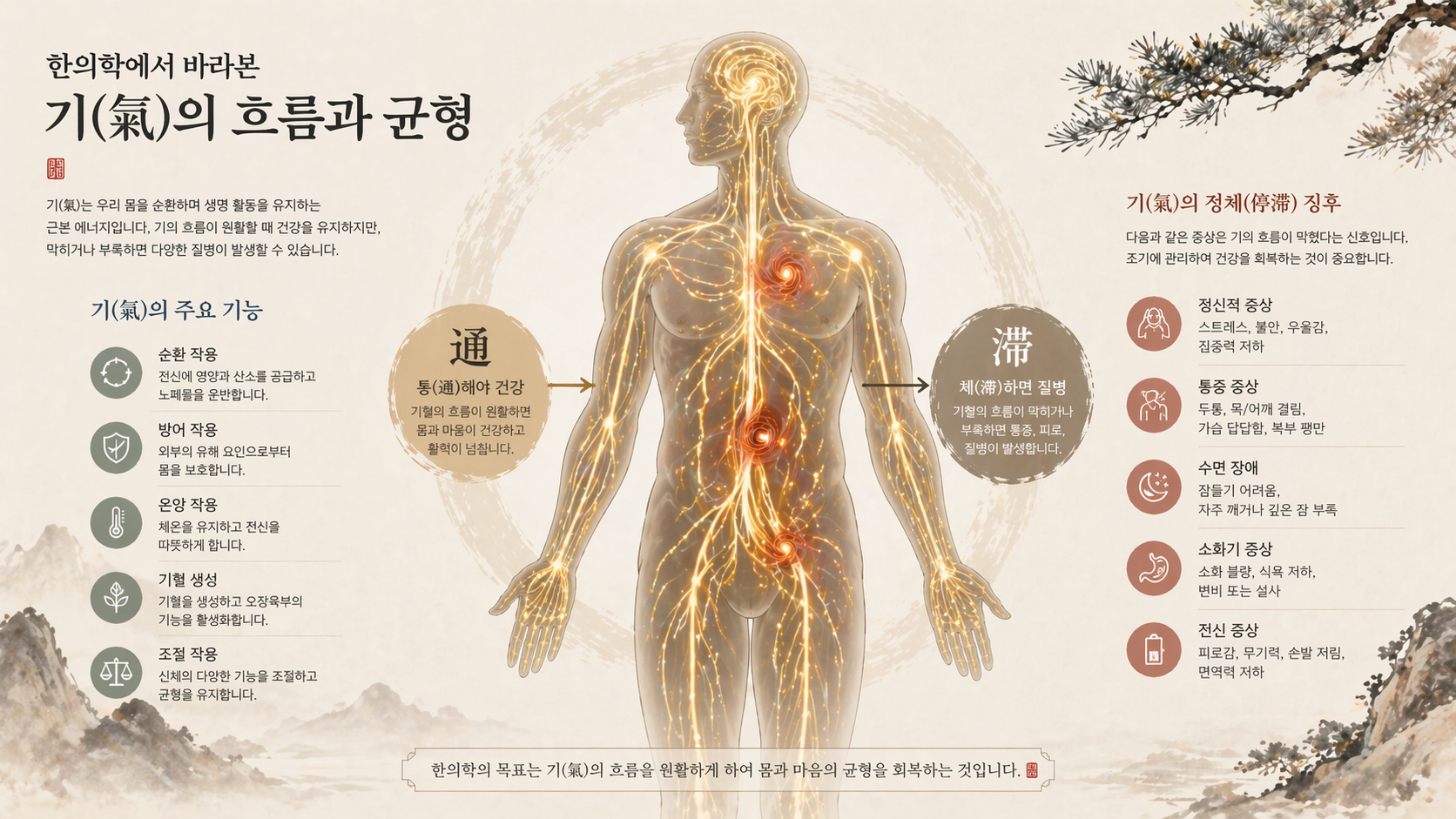 우울증의 한의학적 병리 개념을 표현한 이미지