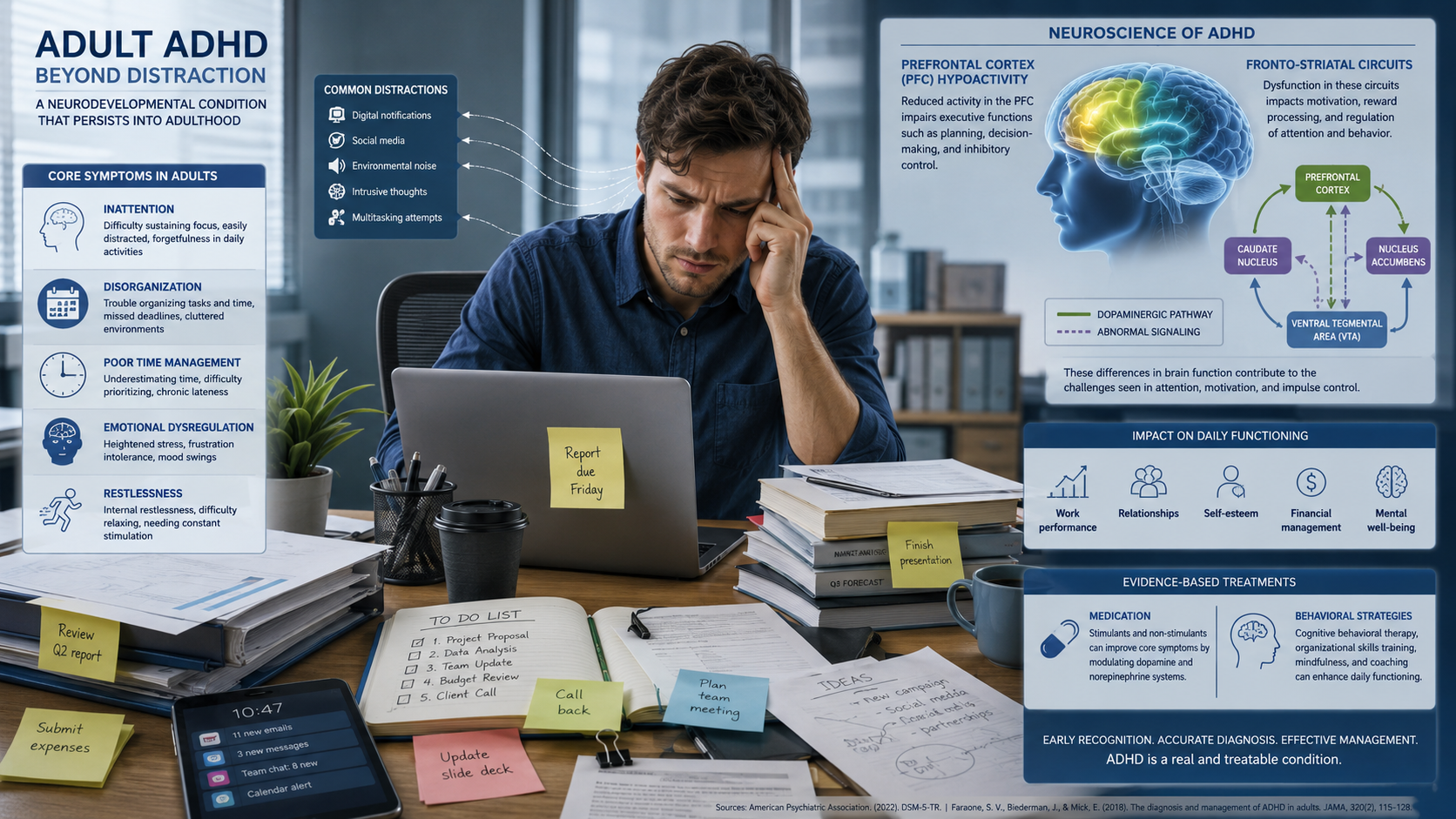 ADHD symptoms affecting attention and task organization in adults