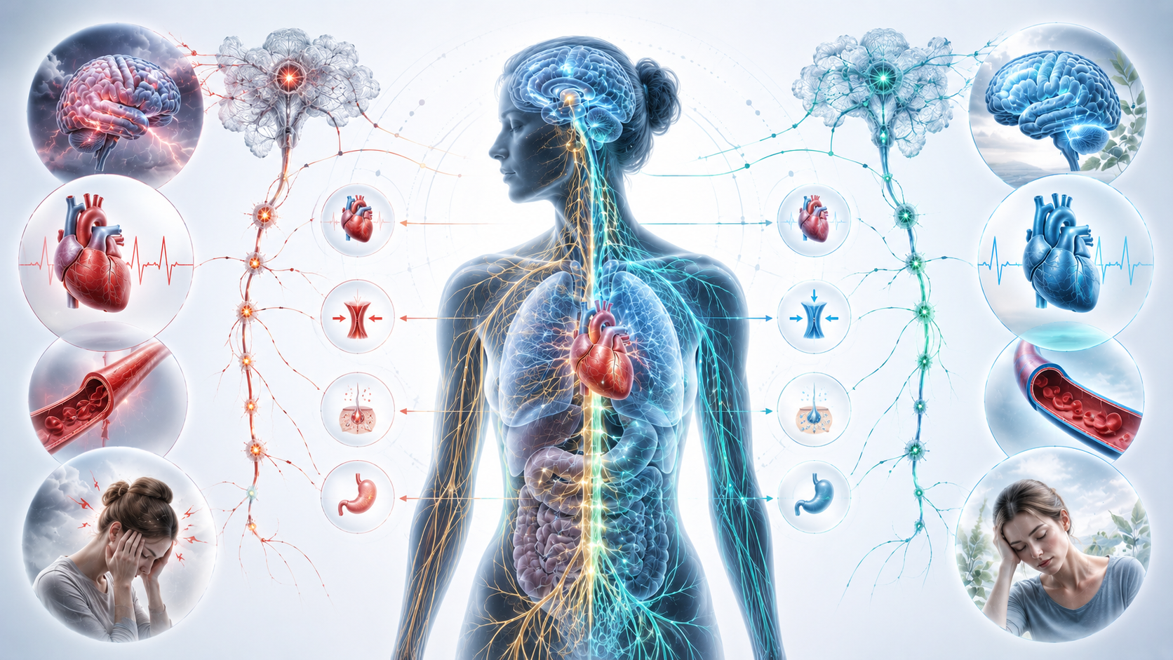 Depression HPA axis autonomic nervous system imbalance illustration