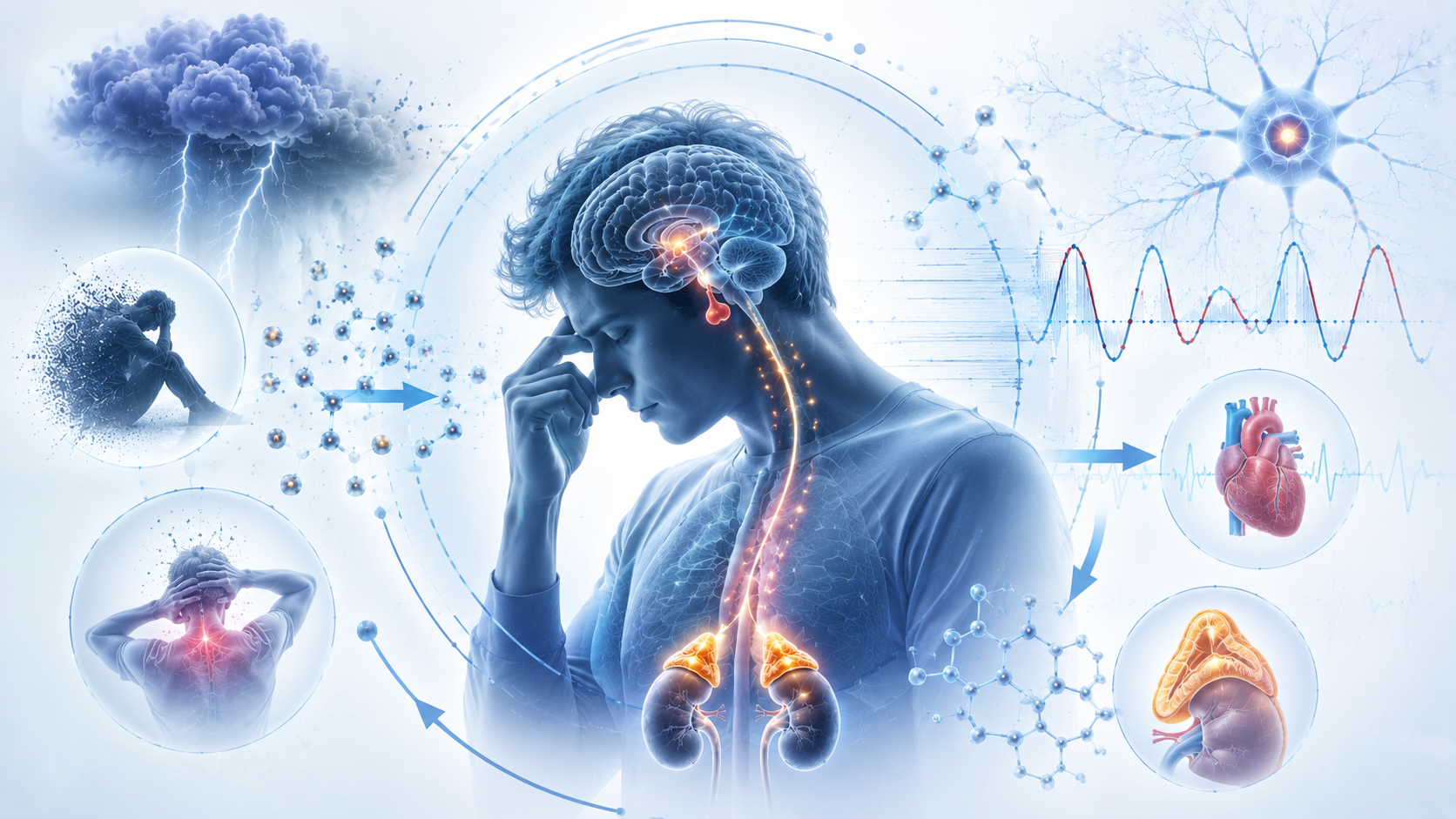 Depression HPA axis cortisol dysregulation and chronic stress illustration