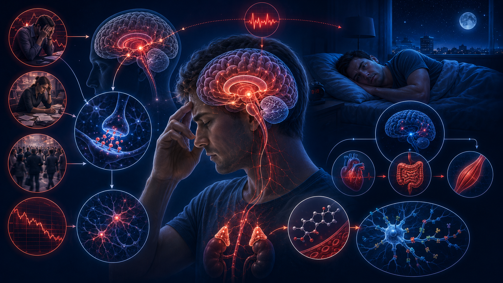 Insomnia sleep regulation stress response mechanisms contributing to sleep disruption.