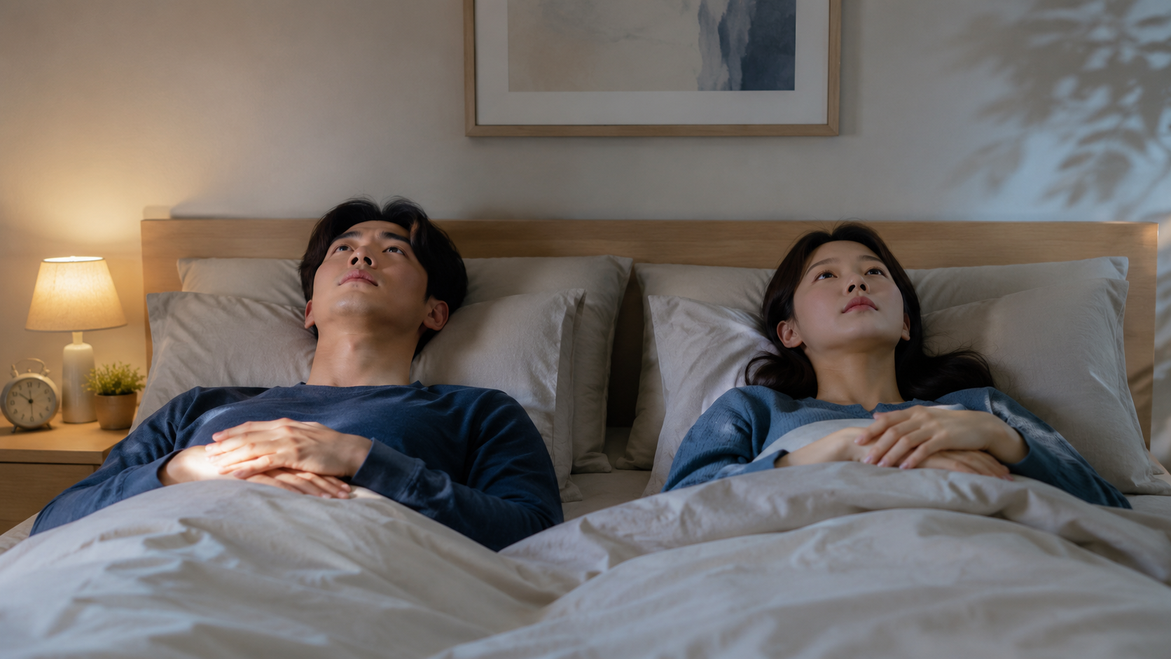 불면증 원인으로 잠들지 못하는 한국인 성인