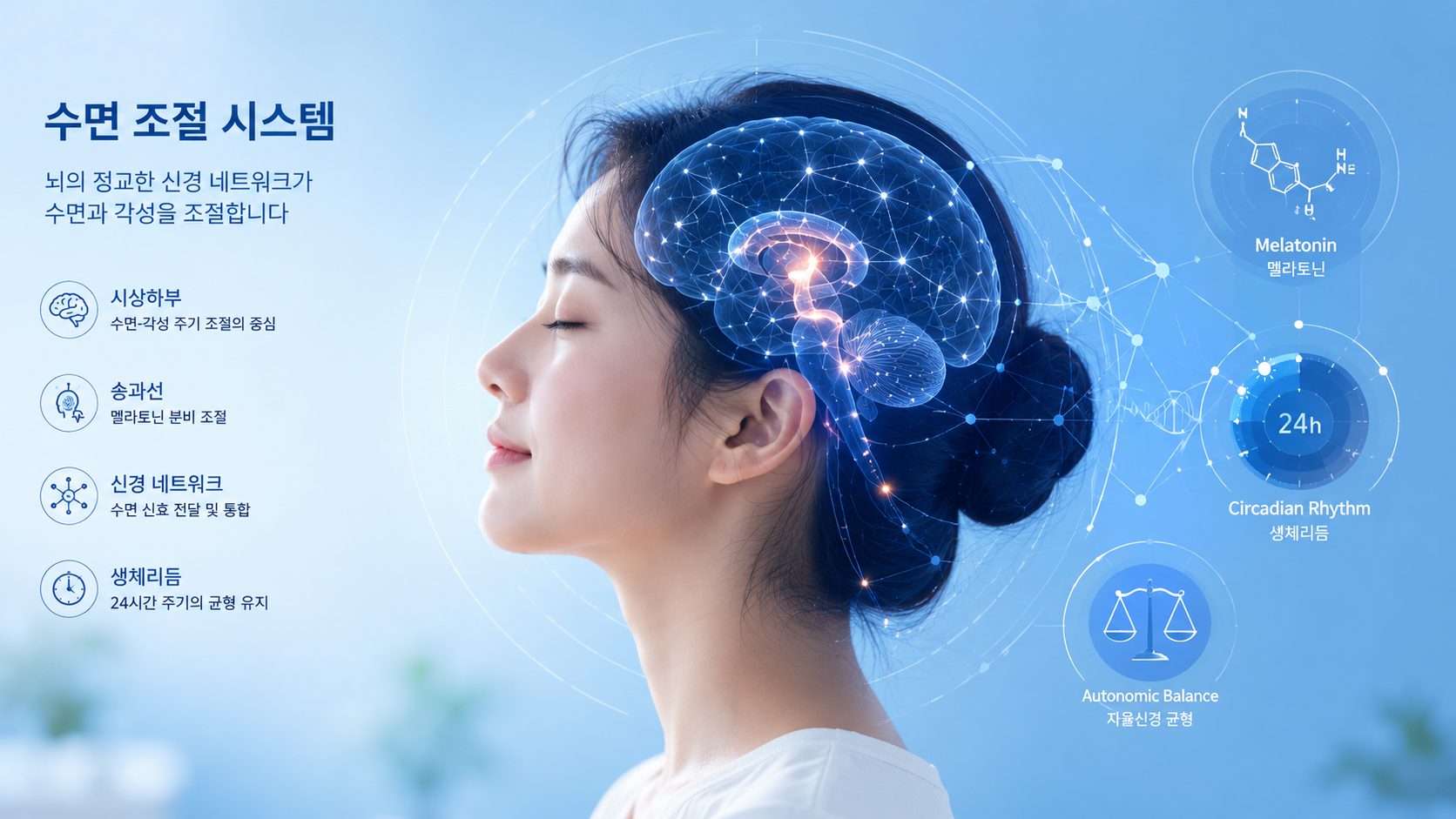 불면증 원인과 수면 조절 시스템 이미지