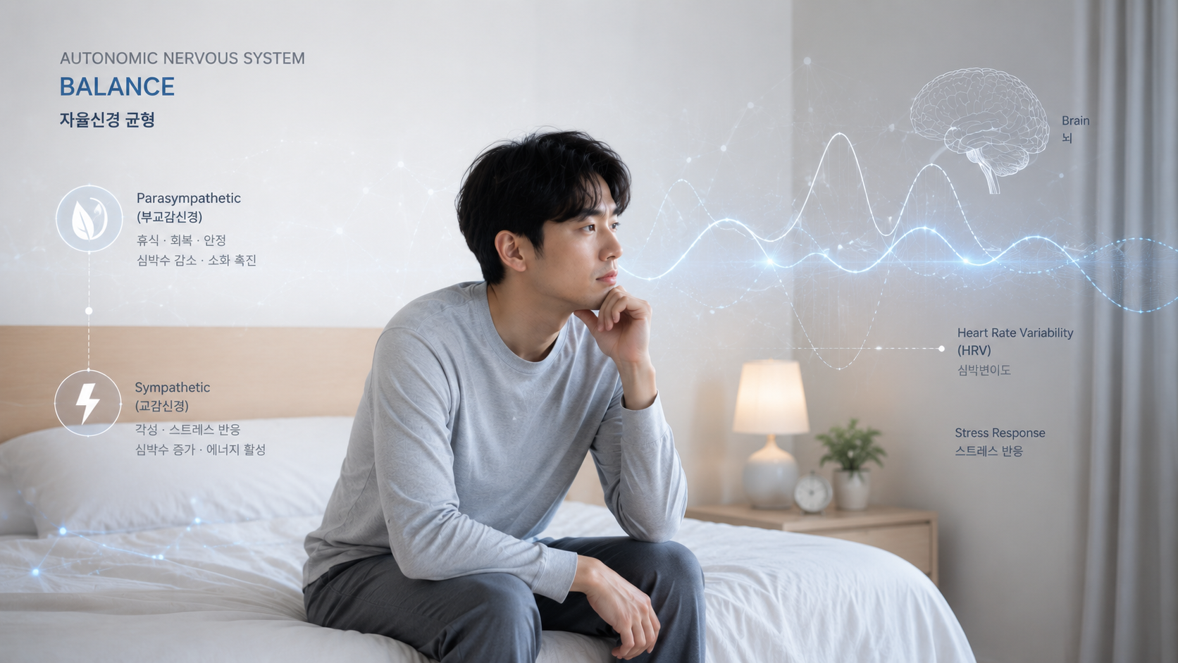 우울증 원인 스트레스와 수면 변화 자율신경 긴장을 표현한 이미지