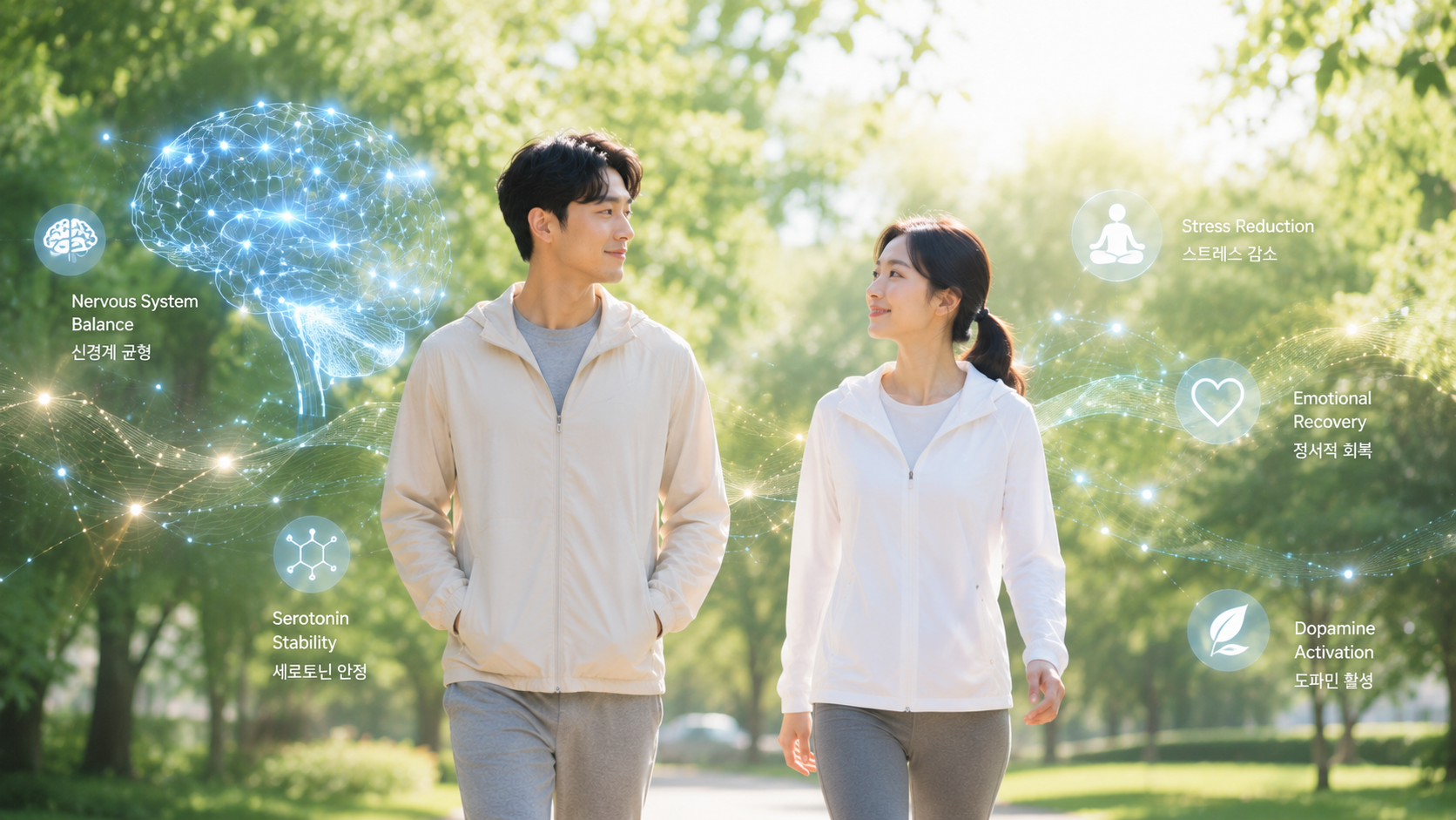 우울증 원인 스트레스 이후 신경계 안정과 회복 과정을 표현한 한국인 이미지