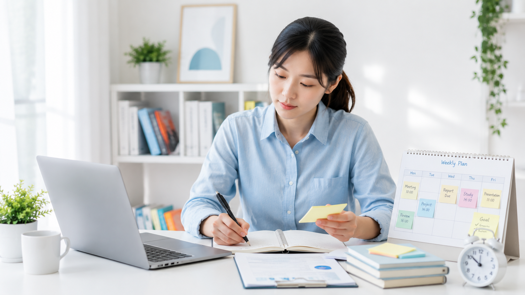 ADHD 원인과 업무 및 학습 관리 어려움을 표현한 이미지