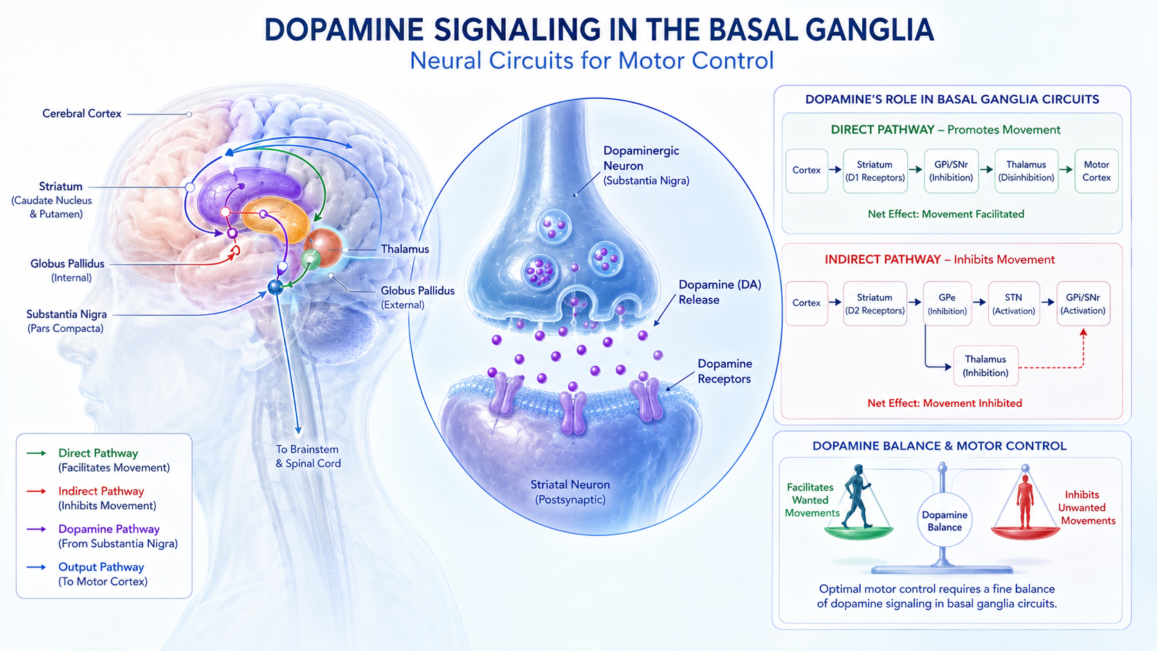 tic disorder basal ganglia dopamine signaling in motor control pathways