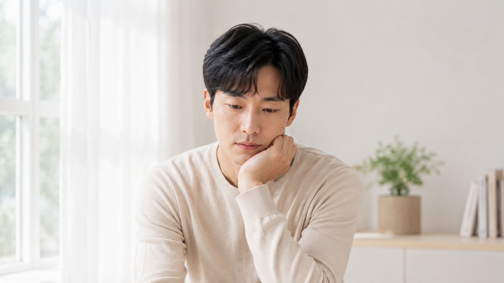 우울증으로 인한 감정 변화와 우울감을 표현하는 한국인 성인 모델