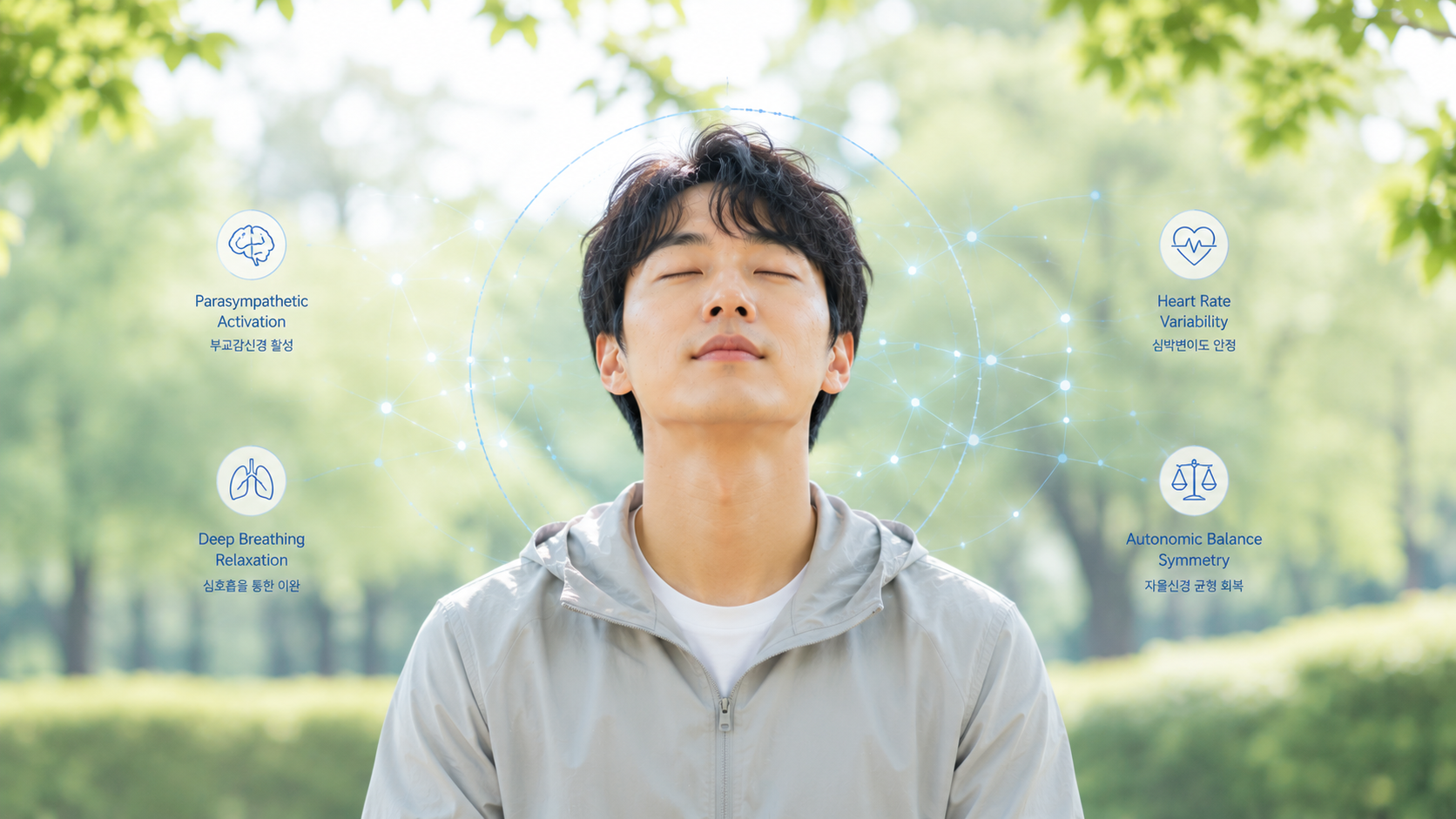 신경계 균형 회복과 정서 안정을 상징하는 한국인 성인 모델