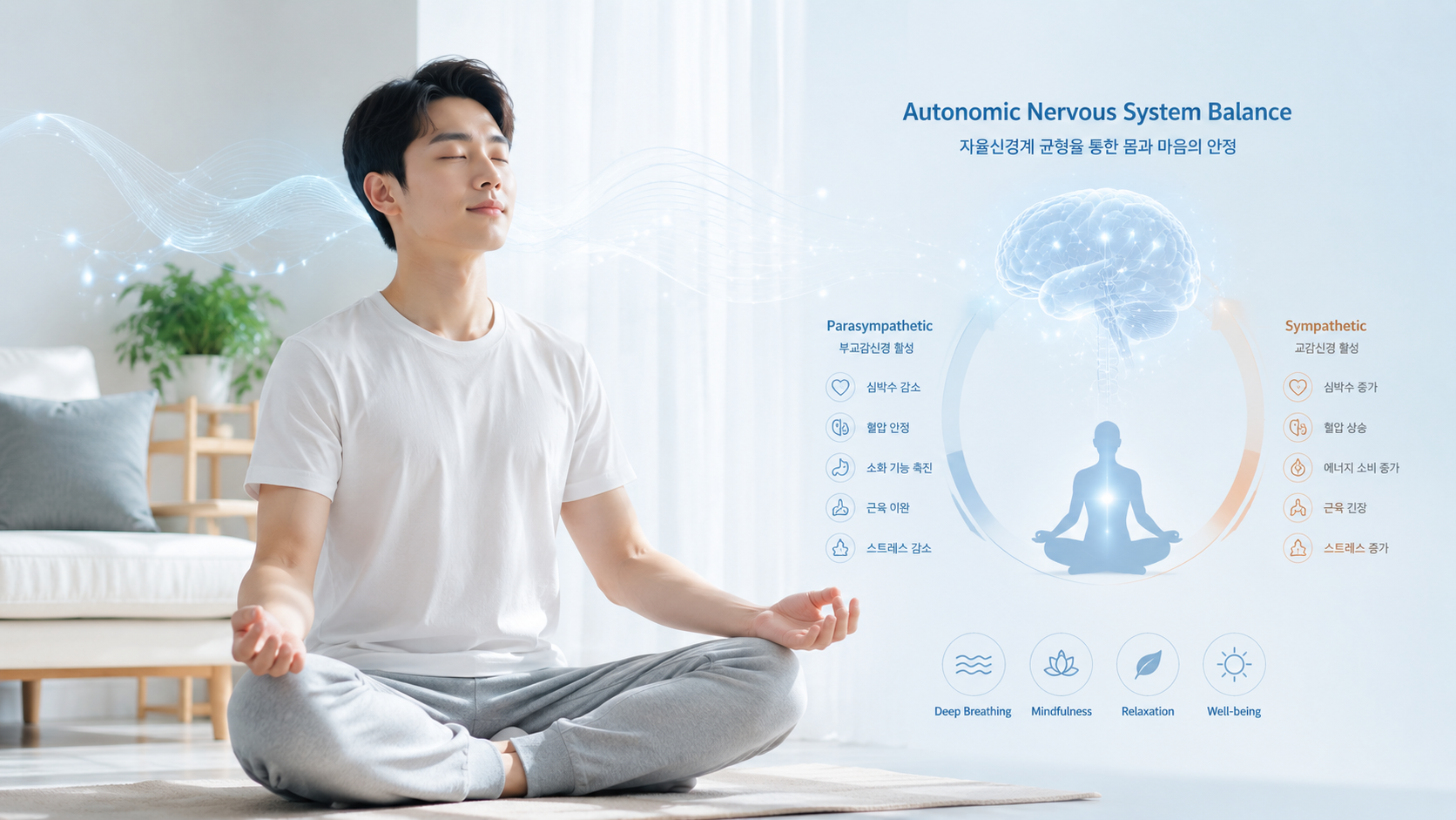 틱장애 원인과 자율신경 균형 회복을 표현한 이미지