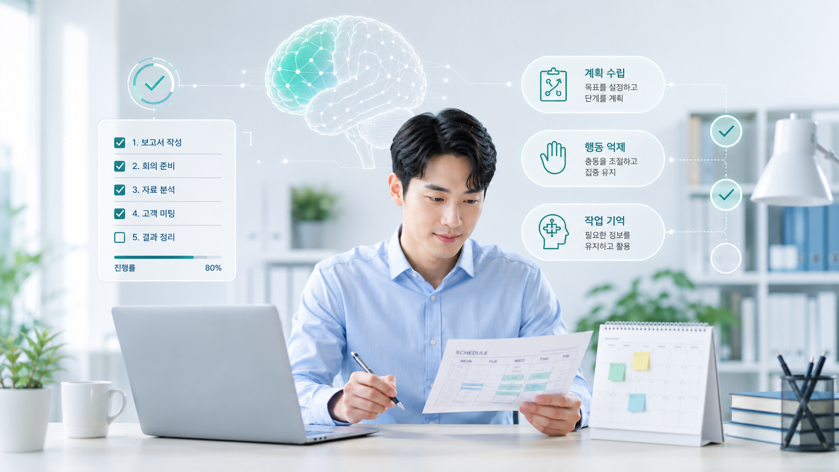 ADHD 실행 기능을 활용해 일정과 업무 우선순위를 정리하는 한국인 직장인