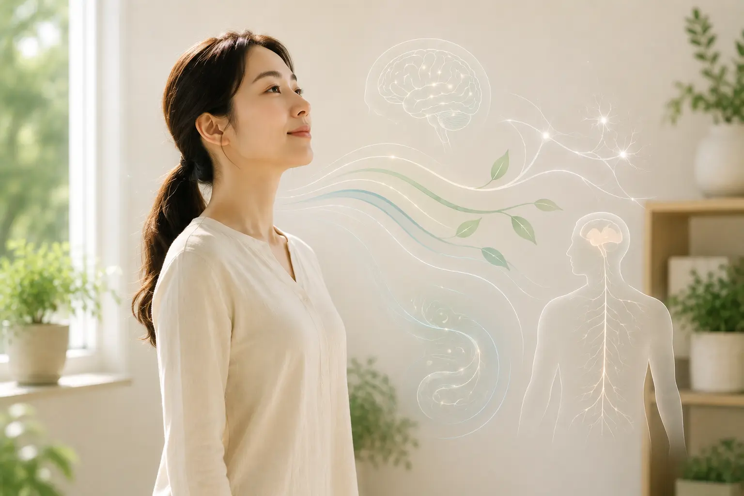 우울증 한의학 병리의 간기울결과 담음을 스트레스 및 신경계 변화와 함께 표현한 한국인 여성 이미지