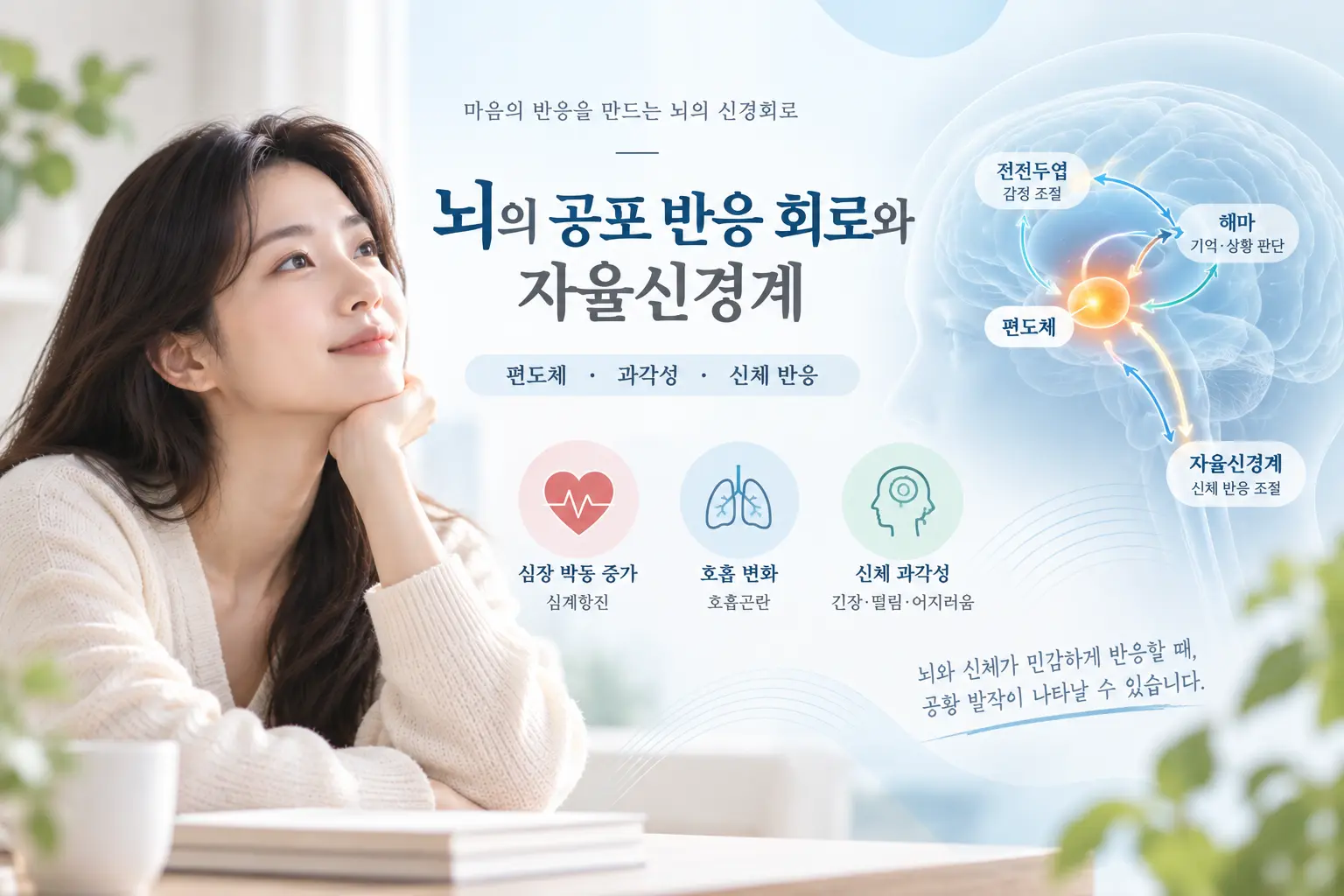 공황장애 한의학 병리와 편도체 공포 반응 회로 자율신경계의 관계를 설명하는 이미지