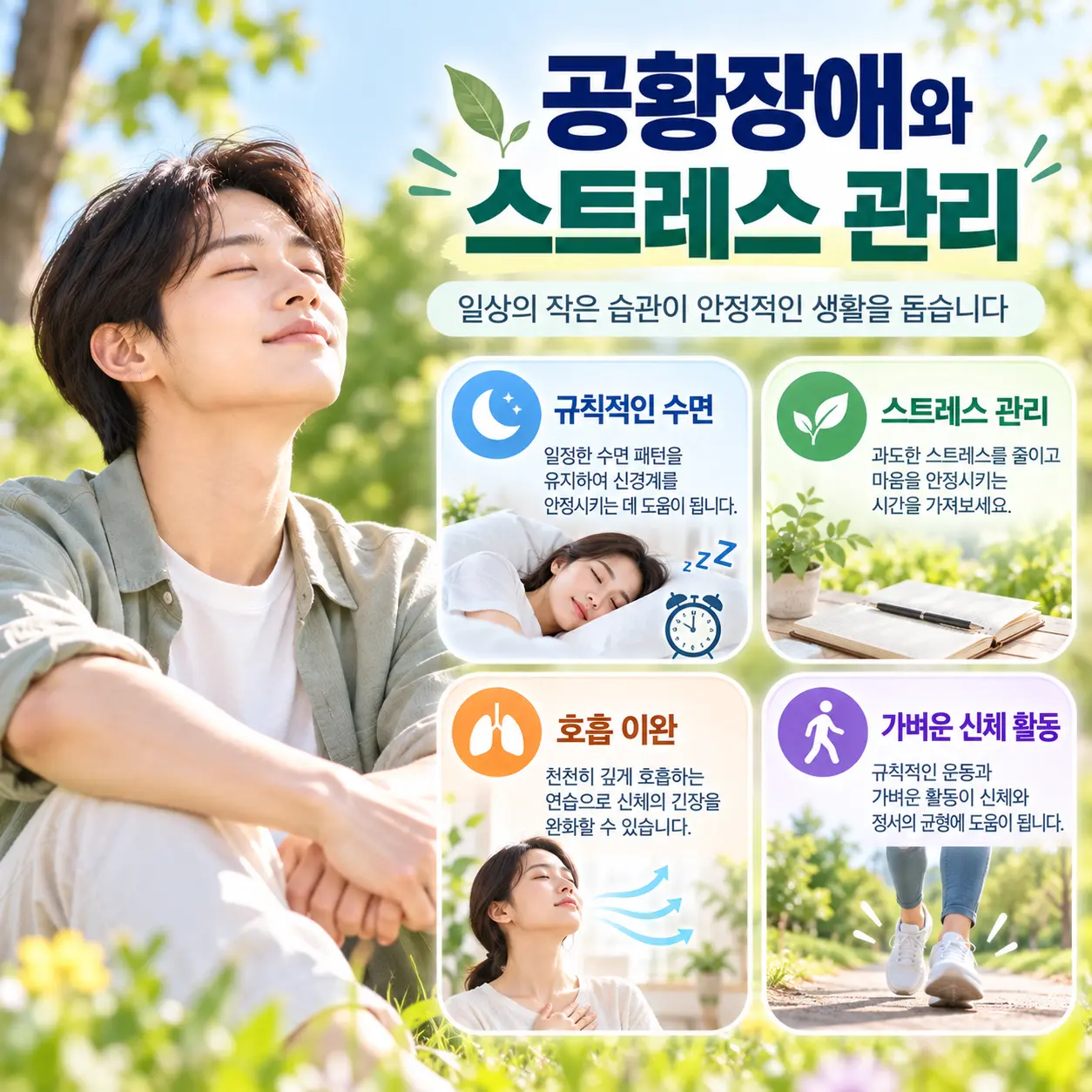 공황장애 스트레스 관리를 위한 수면 호흡 이완 운동 생활습관
