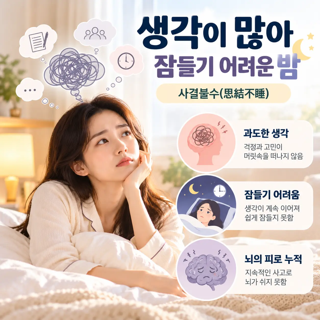불면증의 한의학적 병리인 사결불수와 과도한 사고를 표현한 한국인 여성